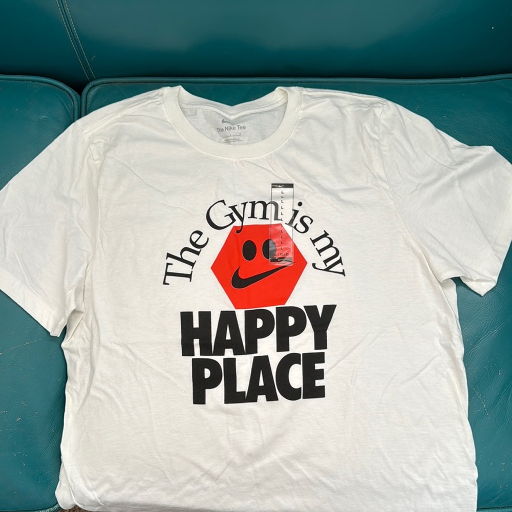 Nike White 'The Gym is My Happy Place' T-Shirt